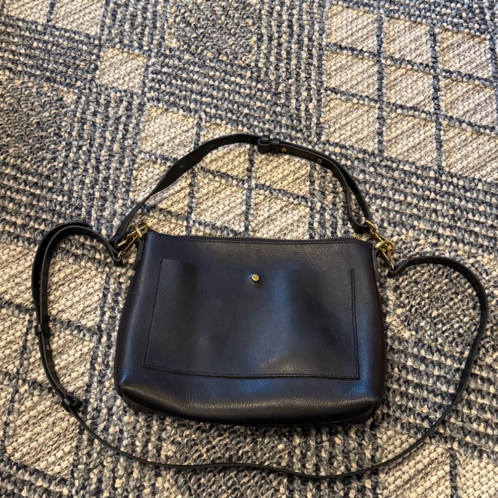 Madewell Transport Black Leather Shoulder Crossbody Bag